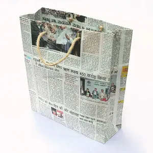 リサイクルされた新聞から作られた手作りの新聞バッグは、ロゴ付きのサイズ7*10*3インチで利用可能です