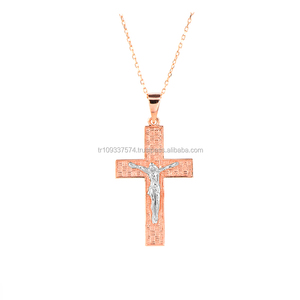 Collier à breloques croix de Jésus art en or massif 14 carats Collier croix en or Bijoux fins pour femmes fabriqués en Turquie - Product Image 5