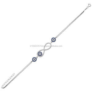 Couleur or blanc, P. Bracelet en argent Sterling 925K, signe infini, œil maléfique, BSBL102 - Product Image 1