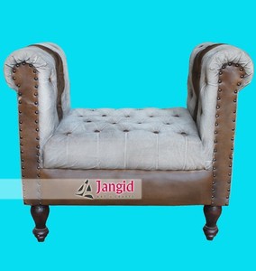 Sofá de un asiento estilo Diwaan vintage, artesanía Jangid, de madera, cuero y tela, hecho a mano, duradero, ecológico, para el hogar, hotel, sala de estar - Product Image 6