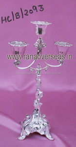 Hot <b>Sale</b> Handmade Brass Candelabra With Three Candle in Silver Plated for Party Wedding <b>Decoration</b> - Product Image 4