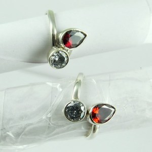 Fabulous White <b>CZ</b> & Red <b>CZ</b> Gemstone Sterling Silver Bohemian Bezel Setting <b>Ring</b> for Women/Unisex-Party & Wedding Gift - Product Image 4