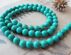 พลอยเทอร์ควอยซ์สีฟ้าธรรมชาติทรงกลมหลวมสำหรับทำเครื่องประดับ - Product Image 2