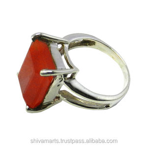 Natural Carnelian Rectangle Shape Gemstone <b>Ring</b> for Women 925 Sterling Silver Handmade Eternity Vermeil <b>Rings</b> Silver Jewelry - Product Image 2