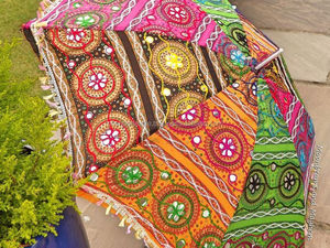 Paraguas de Jardín Grande, paraguas de jardín bordado colorido, Patio, decoración del hogar, sombrilla artística, paraguas de jardín Vintage, Algodón hecho a mano - Product Image 3