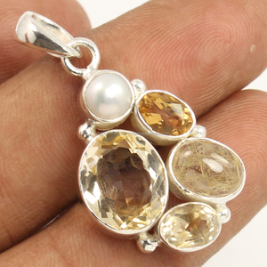 จี้เงินคุณภาพสูง925เงินแท้จี้ซิทรินธรรมชาติและอัญมณีอื่นๆดีไซน์ใหม่จี้หินหลายแบบสำหรับเป็นของขวัญ - Product Image 2