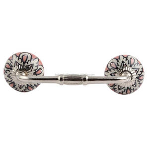 Bulk Cabinet Handle Handmade Ceramic Black Pink Floral Bridge Wholesale Dresser Handle Lot Vintage Drawer Cabinet Door Pull - Product Image 1