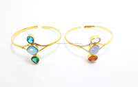 Ensemble de bracelets joncs plaqués or multi-pierres argentées pour femme avec pierres précieuses et diamants – Cadeau idéal pour fêtes et mariages