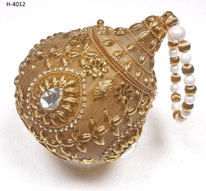 H4010 High Quality Ladies Evening Party <b>Handbag</b> Handmade <b>Gold</b> Silver Metal Clutch with Beaded Stone Work Bridal <b>Wedding</b> Purse - Product Image 3