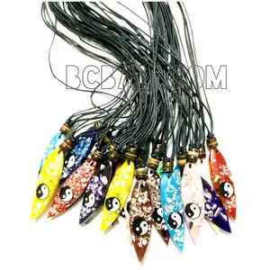 resin surf pendant mix color necklaces leather strings handmade free shipping package