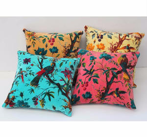 Cotton Velvet Bird Printed <b>Cushion</b> Covers - Product Image 2