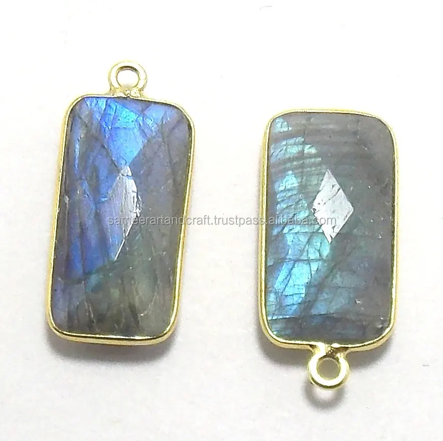 Labradorite 925 Sterling Silver Handmade Bezel Conectores Natural Gemstone Conector Conector Jóias