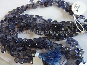 CosZcalt Exports Perles en forme de cœur facettées en iolite bleue, forme briolette, BM020 - Product Image 6