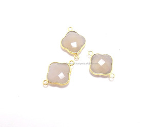 925 Sterling <b>Silver</b> Grey Chalcedony Natural Gemstone Handmade Jewelry Bezel <b>Birthstone</b> Boho Connector - Product Image 4