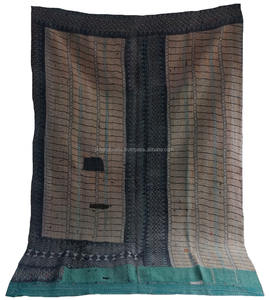 Couette en coton vintage, Patchwork Sari, tissu Kantha authentique, Stitch à la main - Product Image 4