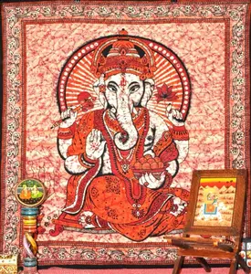 Batik Ganesha Arazzo Signore Ganesh Arazzi Dio Indiano Ganesha attaccatura di Parete etnico Mandala Arazzo Buona Fortuna Fascino Della Decorazione di arte