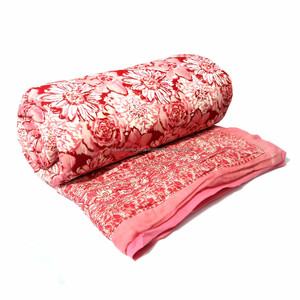 New Arrival Organic Cotton Quilt Indian Manufacturer's Red Blossom Hand Block Printed <b>King</b> <b>Size</b> for Wholesale - Product Image 1