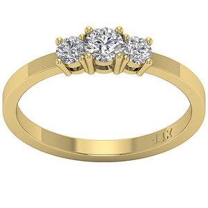 14K oro amarillo 3 piedras brillantes 0.30ct diamante anillo de bodas - Product Image 1