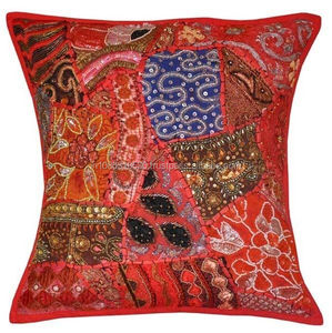 Indian Handmade Cushion <b>Cover</b> Embroidery Patchwork Decor Pillow Beaded <b>Covers</b> 16 Embroidered Ethnic Decorative Vintage Cases Art - Product Image 6