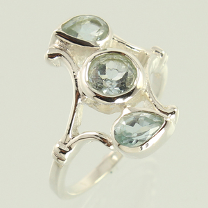 เครื่องประดับเงินแท้ 925 ที่ขายดีที่สุด อัญมณีโทปาซสีน้ําเงินธรรมชาติ ดีไซน์ไม่ซ้ําใคร มีทุกขนาดแหวน - Product Image 1