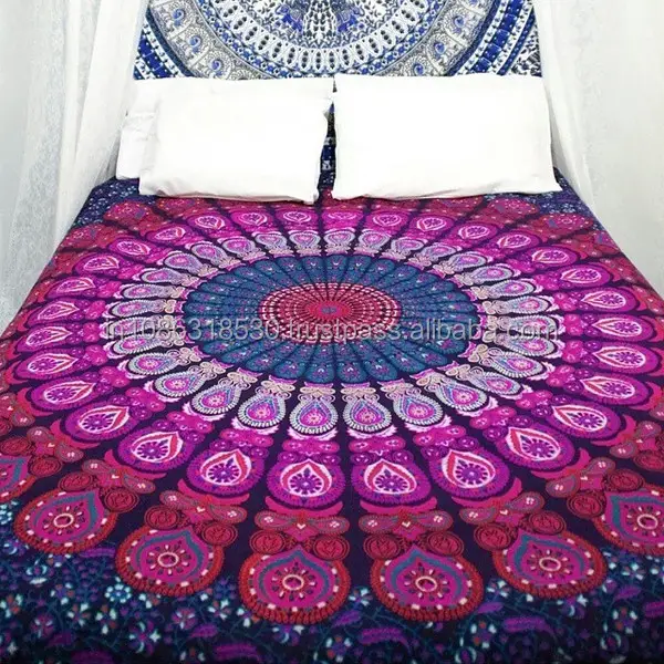 Peacock Mandala Tapestries Hippie Bed sheet Beach Throw Blanket bedspread Tapestry Queen Wall Hanging picnic Decor Wholesale