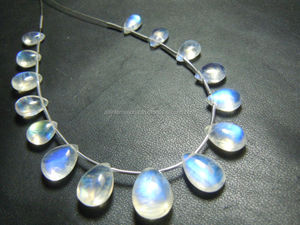 ลูกปัดหินสีฟ้าประกายสูงเกรด AAA อุปกรณ์ทำเครื่องประดับลูกปัดหินสีรุ้งมูนสโตนแบบเรียบ - Product Image 6