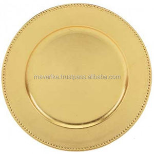 Bordure martelée métal rond or assiette de chargeur plats faits à la main et assiettes pour mariage de luxe dîners décor - Product Image 4