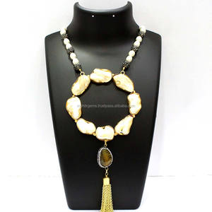 สร้อยคอโซ่กลมสีทอง24k ประดับด้วยพู่ทำด้วยมือสำหรับงานเลี้ยงครบรอบแต่งงานงานหมั้น - Product Image 1