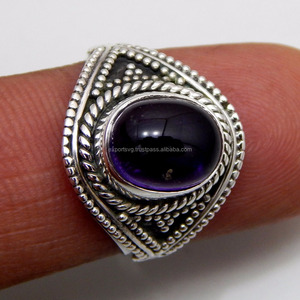 แหวนเงินทำมือ925ทำด้วยมือด้วยพลอยอเมทิสต์ธรรมชาติตัดด้วยเพชรมุกน้ำจืดทำด้วยมือสุดหรูของขวัญสำหรับเธอ - Product Image 4