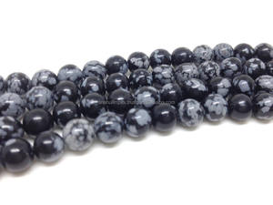 Malas en gros : Mala japonais en obsidienne noire flocon de neige naturelle de 6 mm, collier de perles de mala, chapelet, lot en gros - Product Image 4