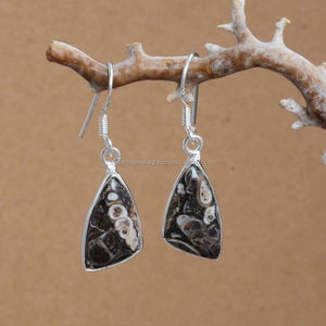 Pendientes de piedras preciosas de jaspe Turtela de Plata de Ley 925, diseño Popular para boda y regalo, joyería al por mayor en línea, regalos de boda - Product Image 1