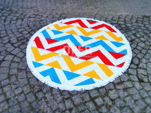 Toalla de playa redonda turca redonda con borlas, círculo con flecos colección RBT - Product Image 3