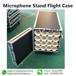 microphone stand case,Customized wheeles 16 mic stand road case for sale