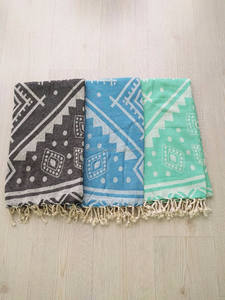 Serviettes turques Navajo Pestemal, Serviette Hammam Turquie Vente en gros-Couverture de plage et serviette/Collection tissée Jacquard couleur bleue - Product Image 5