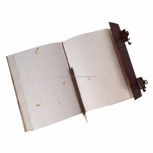 วารสารหนังแท้สีน้ำตาลทำด้วยมือสมุดสลักลายนูนสมุดไดอารี่หนังแท้เงาว่างเปล่าเอกสารสีขาว - Product Image 5