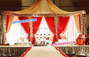 Piliers de scène en cristal Damroo pour mariage asiatique, décor de scène de mariage en cristal taillé diamant, décoration de scène de mariage indien Canada - Product Image 2