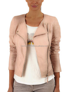 Chaqueta de cuero acolchada ajustada para mujer de primera calidad Estilo bombardero Prendas de abrigo elegantes Cremallera frontal Diseño de punto ligero Ropa informal - Product Image 2