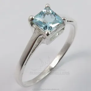 Delikater Originalpreis handgefertigte 925 Massives Sterling-Silber BLUE TOPAZ Edelstein Prong-Setting alle Größen Ringe Top-Geschenk