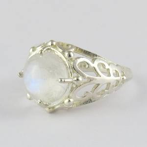Anillos de plata de ley 925 con piedra lunar de arcoíris auténtica, Plata de ley con piedras preciosas - Product Image 3
