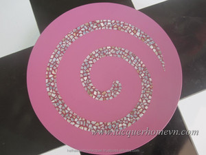 HT0312 Lacquered bamboo decor plate with mother of pearl inlaid - http://lacquerhomevn.com/ - Product Image 1