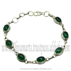 Bracelet en pierre précieuse Onyx vert en argent Sterling 925 massif Vintage nouveau Design breloque pour la fête or Rose grossiste fabricant cadeau - Product Image 2