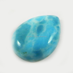 พลอยสังเคราะห์ Larimar 18X25มม.,อัญมณีทรงหลวมลูกแพร์ Cabochon 3.15 Gms - Product Image 1
