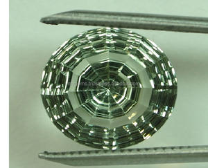 Piedra de amatista verde redonda de 12 mm con corte cóncavo brillante de alta calidad para hacer joyas. - Product Image 1