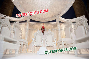 Chaises sculptées de mariage de designer, chaises en bois sculptées de mandap pour mariage, ensemble de chaises de designer pour mariage indien, décoration d'événements en Caroline du Sud - Product Image 4