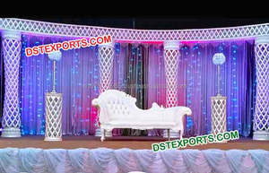 Pilier doré pour scène de mariage pakistanaise, six piliers en fibre, ensemble de scène pour mariage - Product Image 2