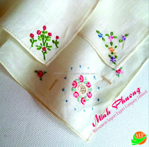 VNAP Mouchoir brodé fait main - Design personnalisé en tissu lin/coton/soie pour hôtel et décoration intérieure Modèle H0116 - Product Image 2