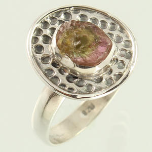 BI TOURMALINE, piedras preciosas rosas, ajuste de bisel, tendencia, Plata de Ley 925 pura, hecho a mano, tamaño de anillo en forma de fantasía, joyería fina - Product Image 1