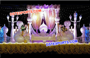 Scène de mariage indien cornaline, décor de réception avec pilier romain, nouvelle scène/Mandap de Style sud-être - Product Image 2