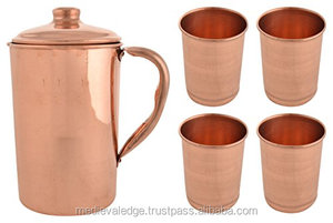 Tarro de cobre de diseño personalizado con vaso, 5 piezas, Oro de la fábrica India del fabricante - Product Image 3