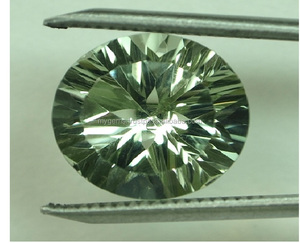 Améthyste naturelle vert clair haute qualité huit étapes fantaisie Concave coupe pierre ronde traitée thermiquement pour la fabrication de bijoux - Product Image 1